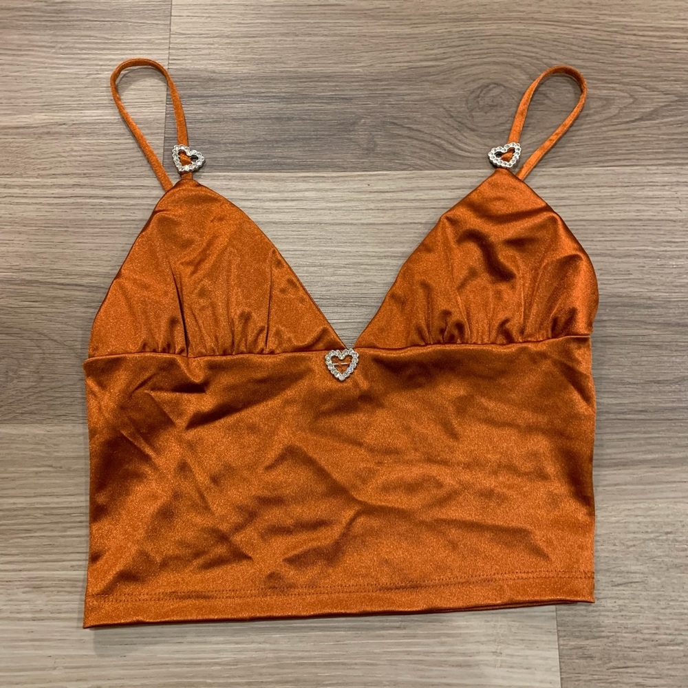 Bronze Tank w Heart Rhinestones